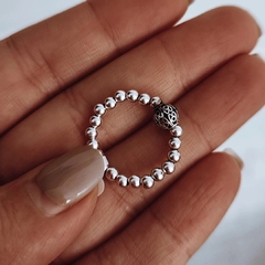 Anillo elástico bolitas con esfera calada Plata 925 - comprar online
