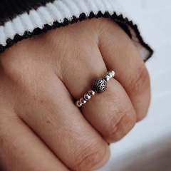 Anillo elástico bolitas con esfera calada Plata 925 - Ni idea