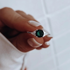 Anillo con cubic verde engarzado Plata 925