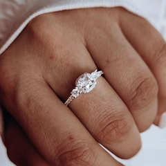 Anillo compromiso con cubics triples Plata 925 - comprar online