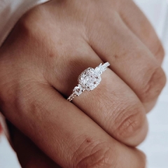 Anillo compromiso con cubics triples Plata 925 en internet