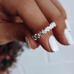 Anillo estrellas alrededor con cubics Plata 925