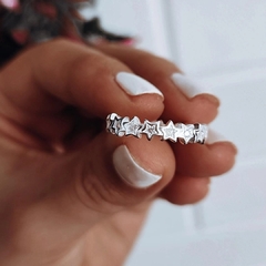 Anillo estrellas alrededor con cubics Plata 925 en internet