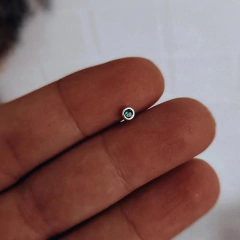 Aro solitario cubic verde mini Plata 925