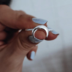 Anillo torzado luna invertida Plata 925 - comprar online