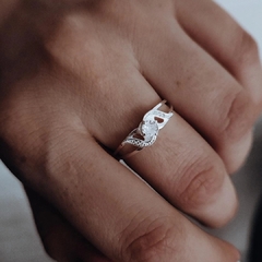 Anillo doble con arabescos y cubic engarzado Plata 925 en internet