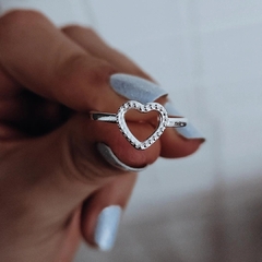 Anillo corazón con bolitas Plata 925