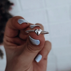 Anillo torzado con corazón bombé Plata 925 - comprar online