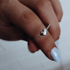 Anillo torzado con corazón bombé Plata 925