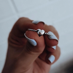 Anillo torzado con corazón bombé Plata 925 - Ni idea