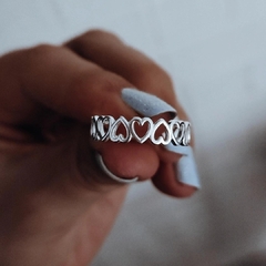 Anillo corazones calados alrededor Plata 925