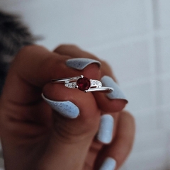 Anillo con micropave y cubic fucsia Plata 925 en internet