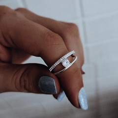 Anillo doble con micropave y cubic engarzado Plata 925 - comprar online