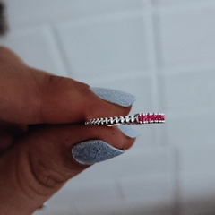 Anillo con bolitas y cubics fucsias Plata 925 en internet