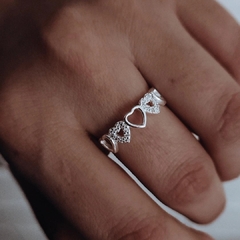 Anillo corazones calados con micropave Plata 925 - comprar online