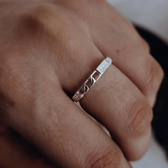 Anillo eslabones con rectángulos micropave Plata 925 en internet