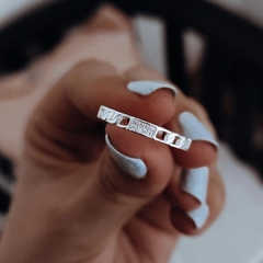 Anillo eslabones con rectángulos micropave Plata 925 - comprar online