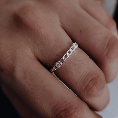 Anillo eslabones con cubics regulable Plata 925 en internet