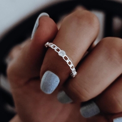 Anillo eslabones con cubics regulable Plata 925 - comprar online