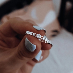 Anillo eslabones con cubics regulable Plata 925