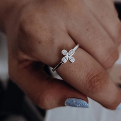 Anillo florcita con cubic Plata 925 - tienda online