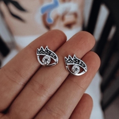 Aros ojitos con marquesitas y cubics Acero quirúrgico