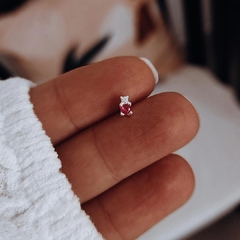 Solitario cubic fucsia y blanco Plata 925