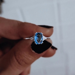Anillo cubic celeste con micropave Plata 925 - Ni idea