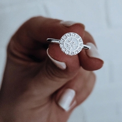Anillo rosa de los vientos con micropave Plata 925
