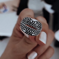 Anillo boca cubics negros Plata 925