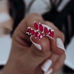 Anillo doble cubics fucsias Plata 925