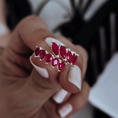 Anillo doble cubics fucsias Plata 925 - comprar online