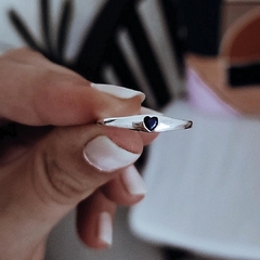 Anillo corazón cubic azul Plata 925