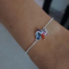 Pulsera con cubics de colores y micropave 17 a 20 cm Plata 925 en internet