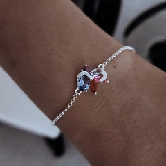 Pulsera con cubics de colores y micropave 17 a 20 cm Plata 925