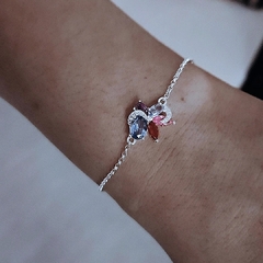 Pulsera con cubics de colores y micropave 17 a 20 cm Plata 925 - Ni idea