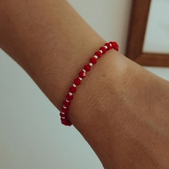 Pulsera cristales rojos con corazón 17.5 a 18.5 cm Plata 925 - comprar online