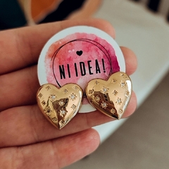 Aros corazón con destellos 2 cm Baño oro 18 k - comprar online