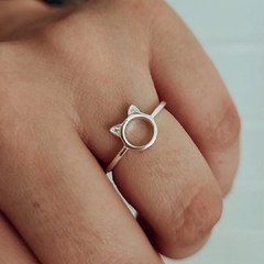 Anillo cara de gato con micropave Plata 925