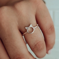 Anillo cara de gato con micropave Plata 925 - comprar online