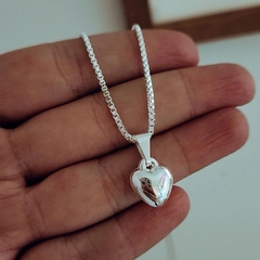 Cadena 45 cm corazón inflado Acero blanco