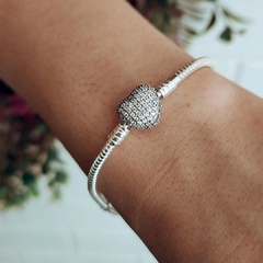 Pulsera estilo Pandora moments corazón con circones Plata 925