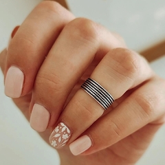 Anillo ancho media falange torzado empavonado Plata 925