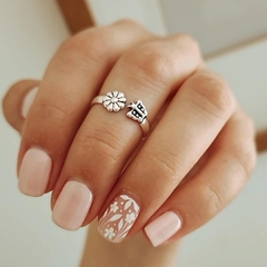 Anillo doble falange mariposa y margarita Plata 925