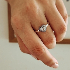 Anillo corazón bombé con micropave y cubic Plata 925 en internet