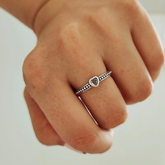 Anillo corazón cubic con bolitas Plata 925 en internet