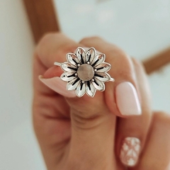Anillo margarita con cuarzo rosa Plata 925 - comprar online