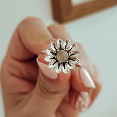 Anillo margarita con cuarzo rosa Plata 925