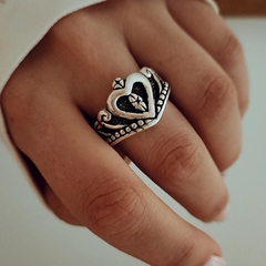 Anillo corona corazón Plata inflada 925