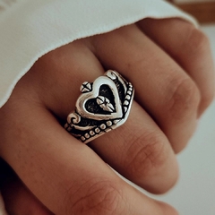 Anillo corona corazón Plata inflada 925 - comprar online
